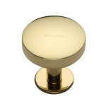 M Marcus Heritage Brass Domed Disc Design Cabinet Knob with Rose 32mm 